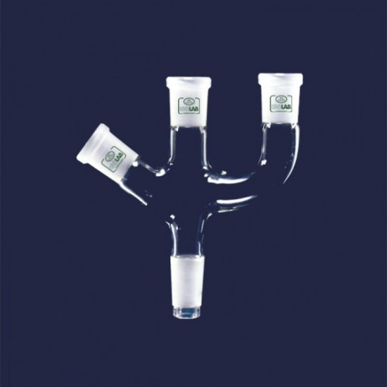 İsolab Adaptör - 3 Boyunlu - Açılı/Paralel - Dişi Ns 14/23 - Erkek Ns 14/23 - Açılı/Paralel Dişi Ns 14/23